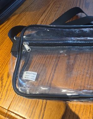 Clear & Black Crossbody Pocket Bag Unisex 10x7x3 Adj Strap Stadium Work Bag C